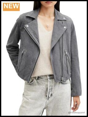 Suede Dalby Biker Leather Jacket Goat Leather Zipper